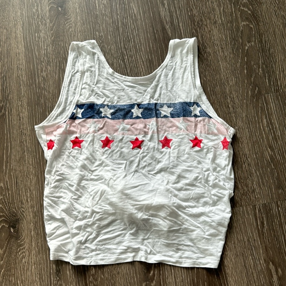Open back patriotic tank top